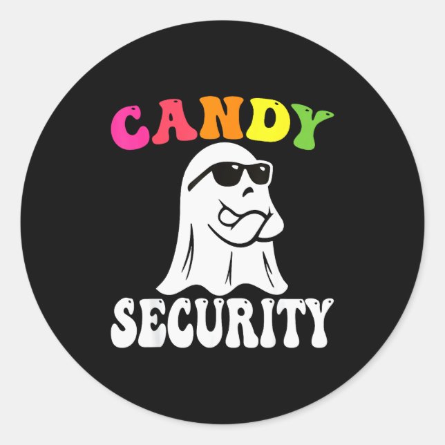Adesivo Redondo Funny Ghost Candy Security Halloween Costume Hallo (Frente)