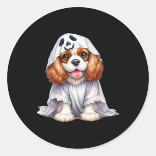 Adesivo Redondo Funny Ghost Cavalier King Charles Spaniel Dog Love