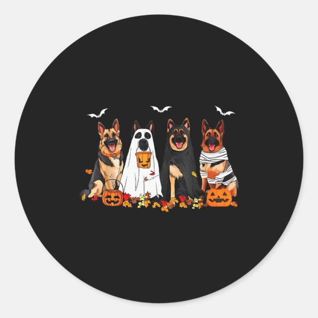 Adesivo Redondo Funny Ghost German Shepherd Halloween Dog Mom Dog  (Frente)