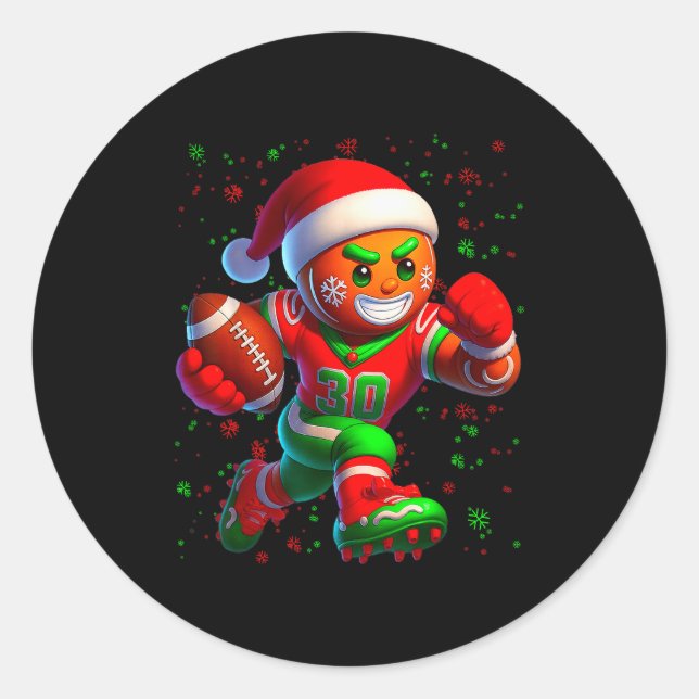 Adesivo Redondo Funny Gingerbread Football Snowflake Christmas Xma (Frente)