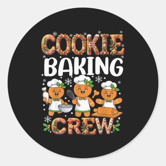 Adesivo Redondo Funny Gingerbread Lovers Cookie Baking Crew Christ (Frente)