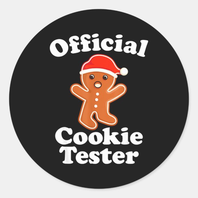 Adesivo Redondo Funny Gingerbread Man Cookie Tester Christmas  (Frente)
