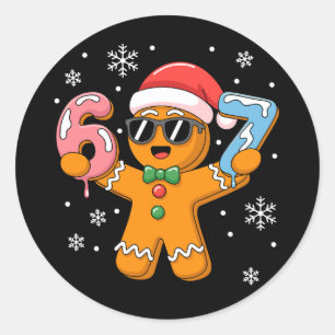 Adesivo Redondo Funny Gingerbread Seis Sete 67 Sorvete Drip Natal