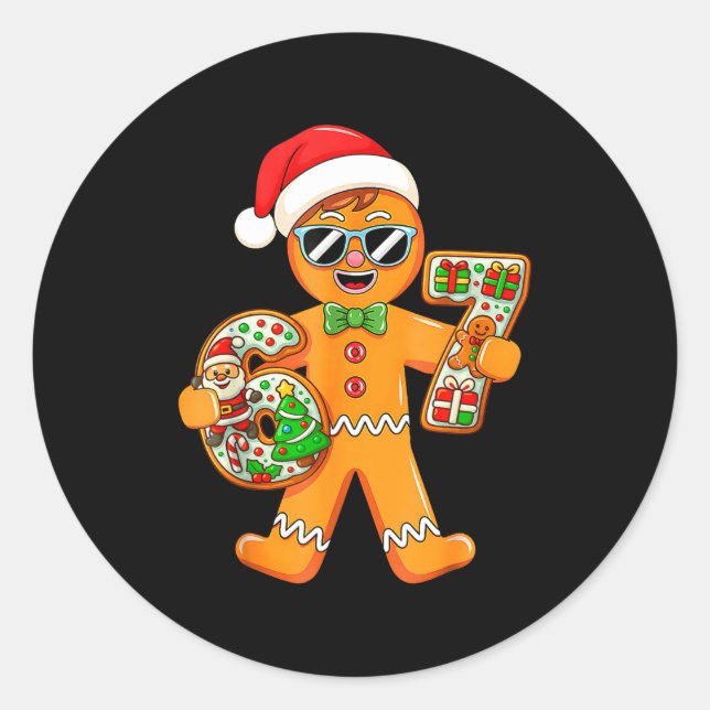 Adesivo Redondo Funny Gingerbread Six Seven 67 Gingerbread Man Xma (Frente)