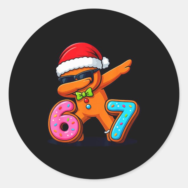 Adesivo Redondo Funny Gingerbread Six Seven 67 Ice Cream Drip Chri (Frente)