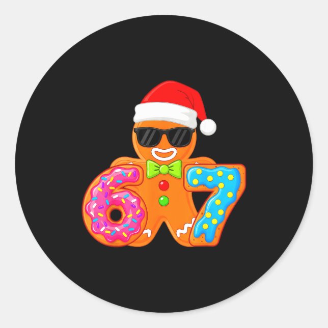 Adesivo Redondo Funny Gingerbread Six Seven 67 Ice Cream Drip Chri (Frente)