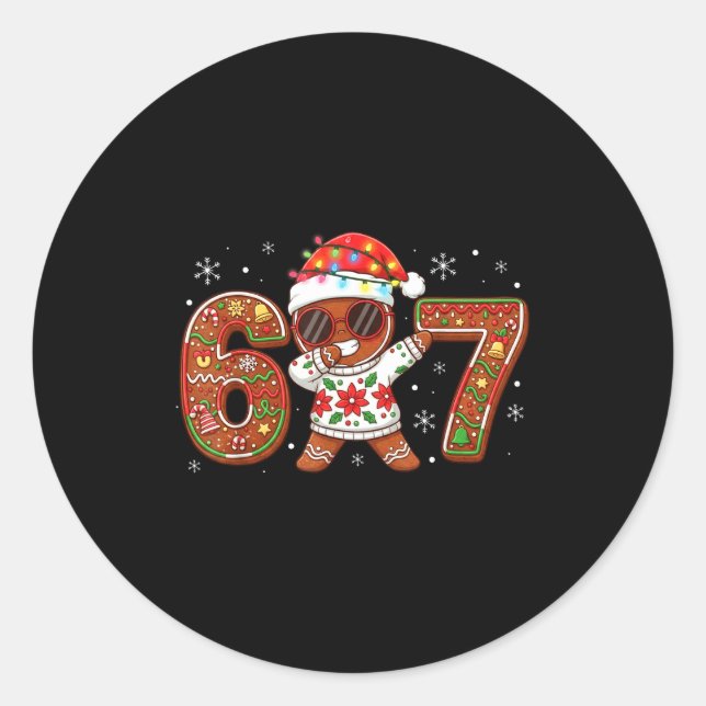 Adesivo Redondo Funny Gingerbread Six Seven 67 Ice Cream Drip Chri (Frente)