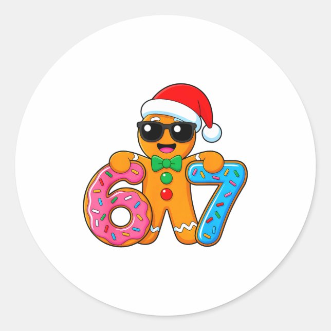 Adesivo Redondo Funny Gingerbread Six Seven 67 Ice Cream Drip Chri (Frente)