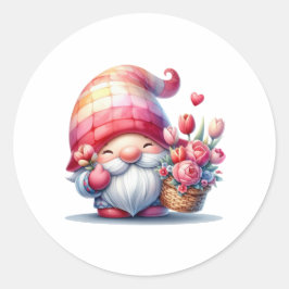 Adesivo Redondo Funny Gnome for Valentine Day