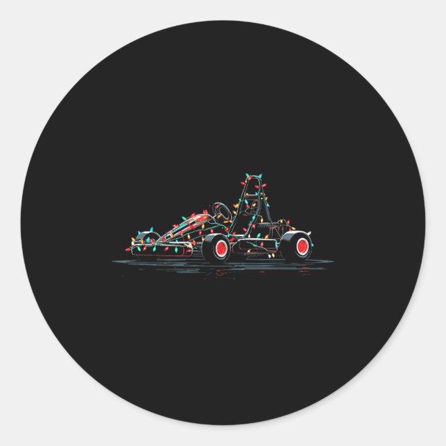 Adesivo Redondo Funny Go Kart Christmas Graphics Lights Lover Kart (Frente)