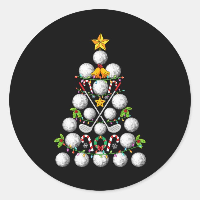 Adesivo Redondo Funny Golf Ball Christmas Tree Christmas Golf Love (Frente)