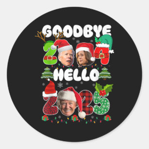 Adesivo Redondo Funny Goodbye 2024 Hello 2025 Funny Kamala Trump P