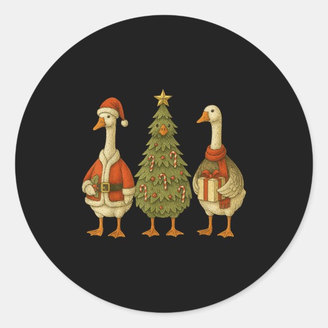 Adesivo Redondo Funny Goose Christmas Lights Goose Cute Xmas Holid (Frente)