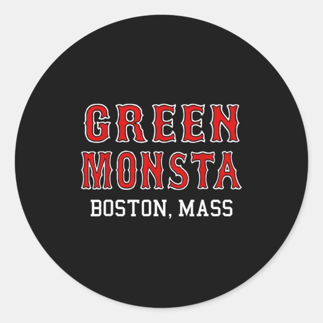 Adesivo Redondo Funny Green Monstah Boston M New England  (Frente)