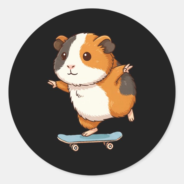 Adesivo Redondo Funny Guinea G Skater Skateboard Ballerina Zoo Boy (Frente)