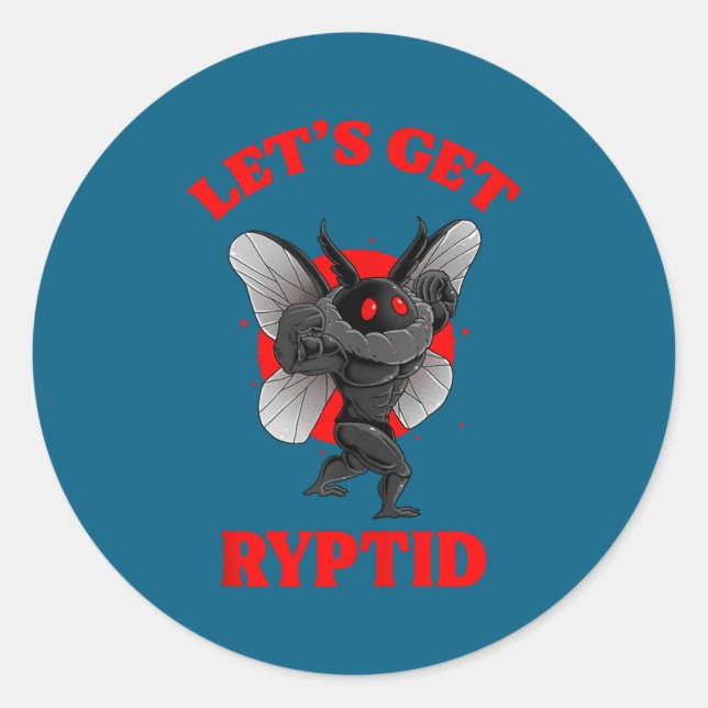 Adesivo Redondo Funny Gym Mothman Shirt Cryptid Let's Get Ryptid G (Frente)