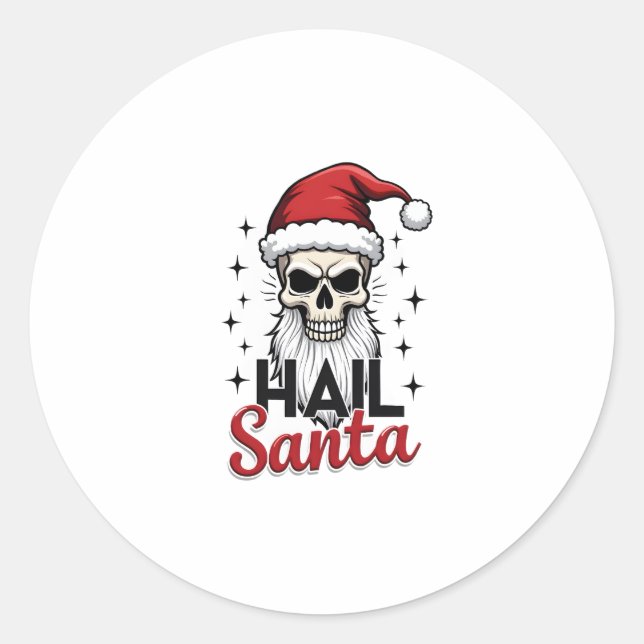 Adesivo Redondo Funny Hail Santa Claus Skull Skeleton Antichrist C (Frente)
