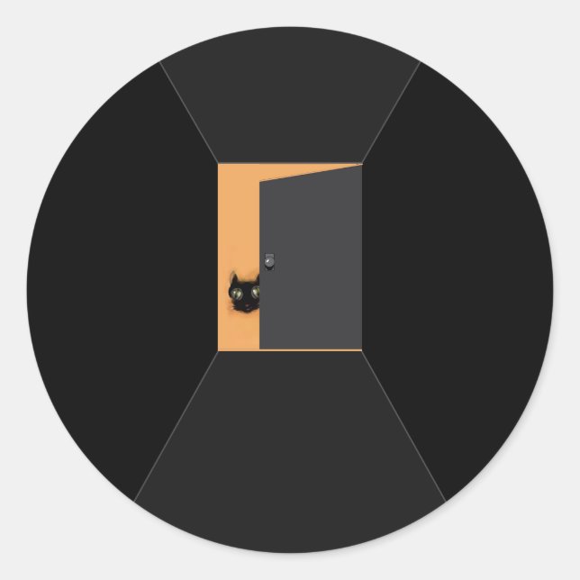 Adesivo Redondo Funny Halloween Black Cat (Frente)