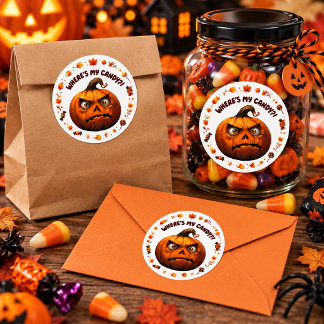 Adesivo Redondo Funny Halloween Pumpkin Sticker