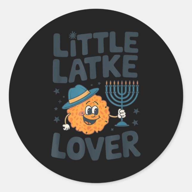 Adesivo Redondo Funny Hanukkah Little Latke Jewish Family Kids Mat (Frente)