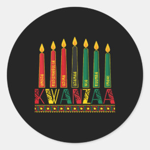 Adesivo Redondo Funny Happy Kwanzaa Kinara Princípios Velas Pan