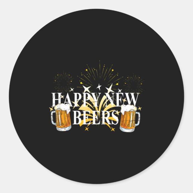 Adesivo Redondo Funny Happy New Beers Drinking 2021 Nye Party Happ (Frente)
