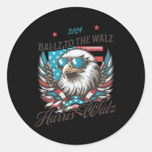 Adesivo Redondo Funny Harris Walz 2024 Ballz Para A Eleição Walz