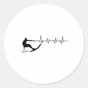 Adesivo Redondo Funny Heartbeat Waterski Presente Água Legal Skier