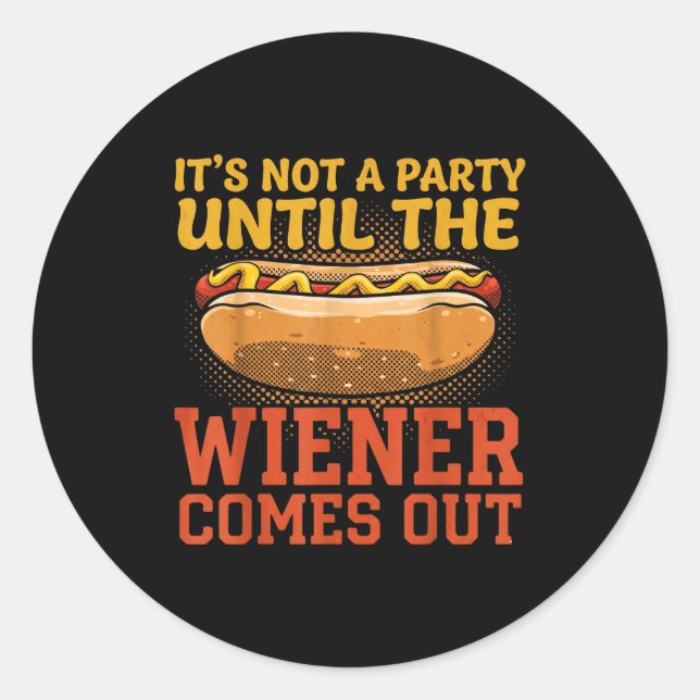 Adesivo Redondo Funny Hot Dog Design For Men Women Hotdog Stand Ga (Frente)