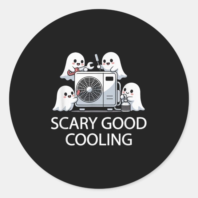 Adesivo Redondo Funny Hvac Technician Ghost Halloween Costume Soky (Frente)