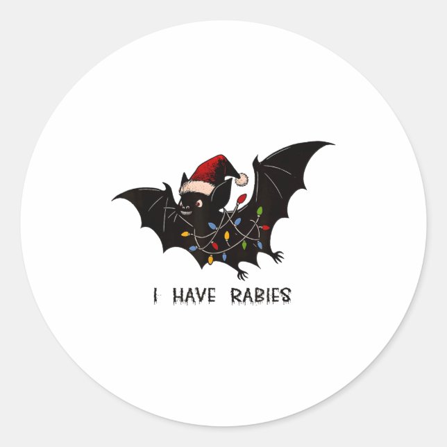Adesivo Redondo Funny I Have Rabies Christmas Bat Matching Holiday (Frente)
