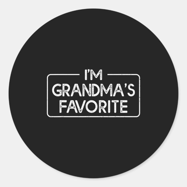 Adesivo Redondo Funny I'm Grandma's Favorite Grandson Granddaughte (Frente)