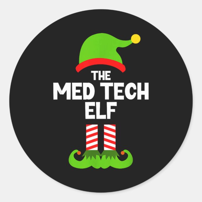 Adesivo Redondo Funny I'm The Med Tech Elf Christmas Xmas Medical  (Frente)