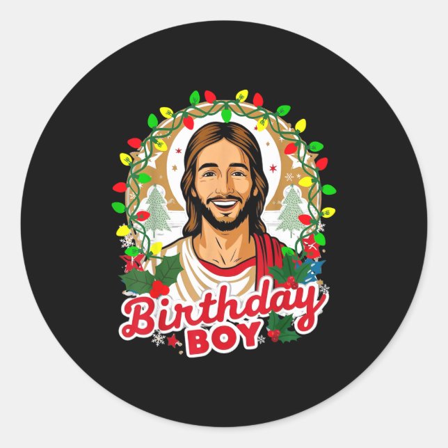 Adesivo Redondo Funny Jesus Birthday Boy Christmas Xmas Holiday Ug (Frente)