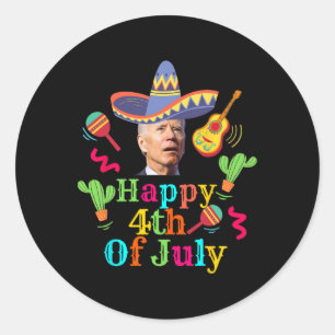 Adesivo Redondo Funny Joe Biden Happy 4 De Julho Surpresa Cinco D