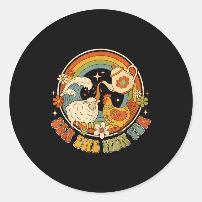 Adesivo Redondo Funny Joke Quote Saying Humor Sea Ewe Hen Tea Men  (Frente)