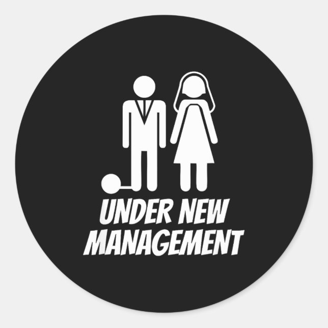 Adesivo Redondo Funny Just Married , Fun Newlywed Gag For Men  (Frente)