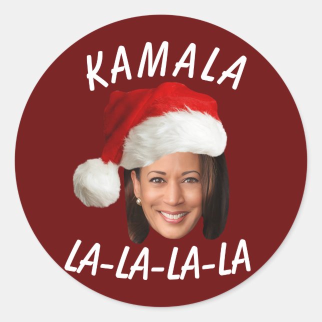 Adesivo Redondo Funny Kamala Harris Face Papai Noel Natal (Frente)