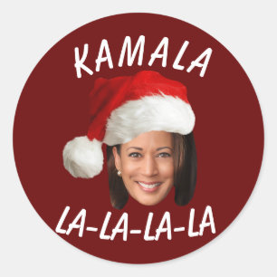 Adesivo Redondo Funny Kamala Harris Face Papai Noel Natal