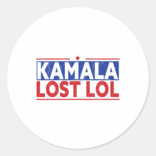 Adesivo Redondo Funny Kamala Perdeu Lol Funny Anti Kamala Para A P
