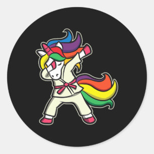 Adesivo Redondo Funny Karate Unicorn Para Raparigas Karate