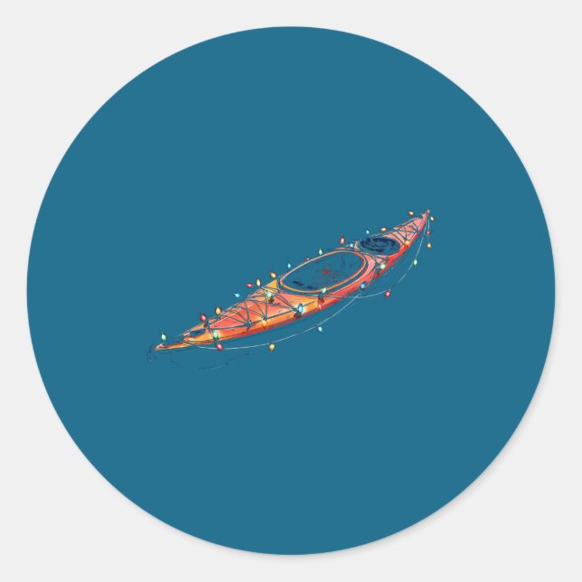 Adesivo Redondo Funny Kayak Christmas Graphics Lights Lover Kayaki (Frente)