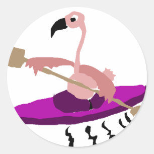 Adesivo Redondo Funny Kayaking Flamingo