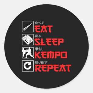 Adesivo Redondo Funny Kempo Retro Design Japão Shorinji Karate