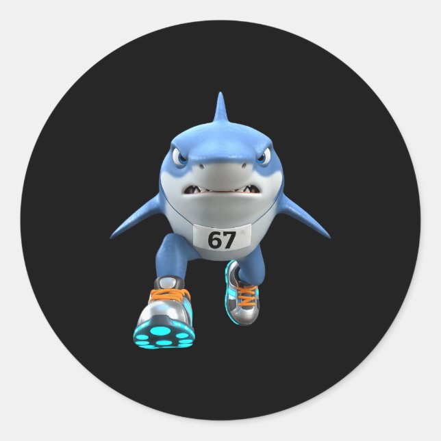 Adesivo Redondo Funny Kids 67 Meme Tralalero Tralala Runner Italia (Frente)