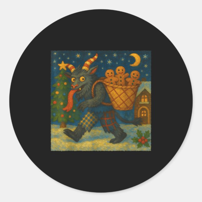 Adesivo Redondo Funny Krampus Gingerbread Night Festive Creepy Hol (Frente)