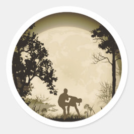 Adesivo Redondo Funny Krav Maga Groin Kick Full Moon Sticker Brown