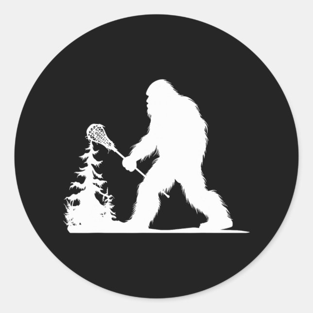 Adesivo Redondo Funny Lacrosse Sasquatch Lax Bigfoot (Frente)