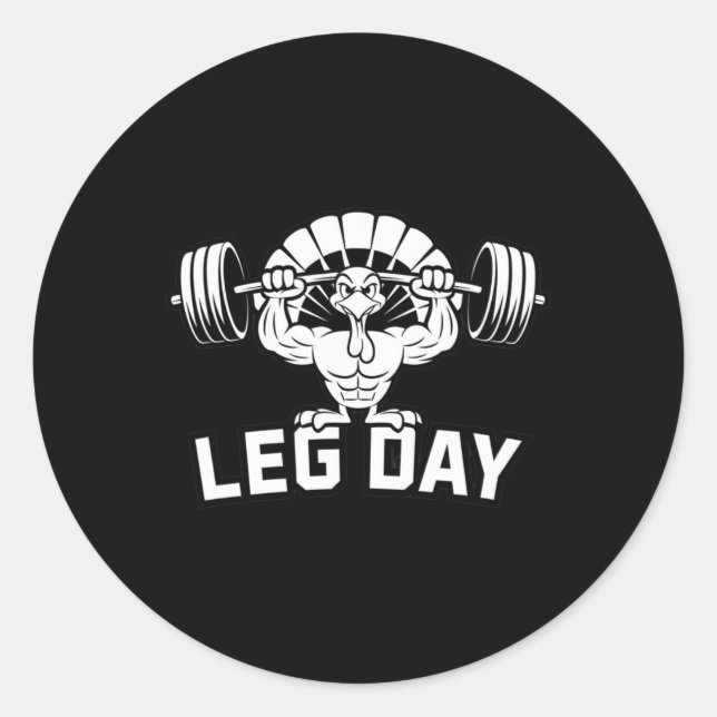 Adesivo Redondo Funny Leg Day Thanksgiving Turkey Deadlifting Dead (Frente)