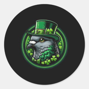 Adesivo Redondo Funny Leprechaun Pigeon Dia de São Patrício Kids M
